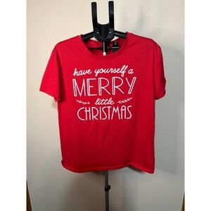 Christmas Shirt Lot 2pc Gaze USA Merry Kissmas Red Merry Little Christmas Tee L